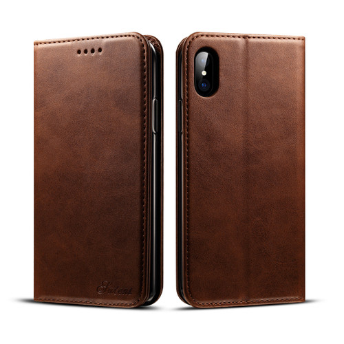 iPhone X / XS Suteni Calf Texture Horizontal Flip Leather
