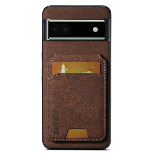 Google Pixel 6a Suteni H02 Litchi Leather Card Wallet Stand Back