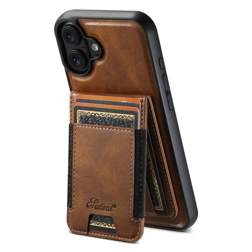 iPhone 16 Pro Suteni H17 Oil Eax Leather MagSafe Detachable Wallet