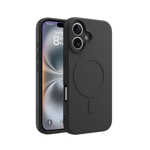 CLICK Slim Silicone MagSafe Series iPhone 16 Case - Black
