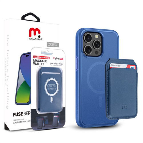MyBat Pro Fuse Series Case Bundle + MagStash Wallet Folio for Apple iPhone 15 Pro - Blue MyBat Pro Fuse Series Case Bundle + MagStash Wallet Folio for Apple iPhone 15 Pro - Blue