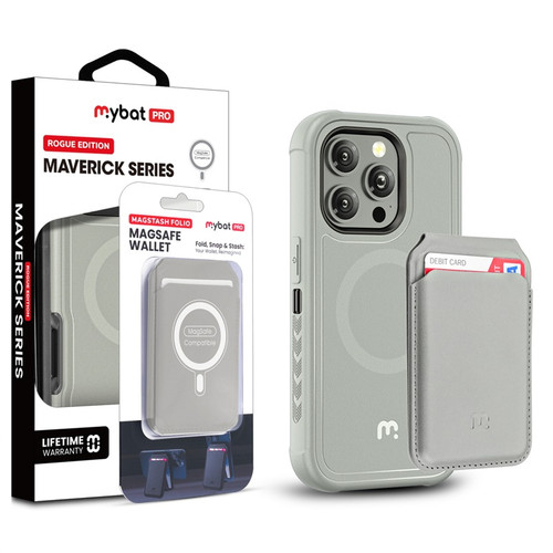 MyBat Pro Maverick Series Utility Edition MagSafe Case + MagStash MagSafe Wallet Folio for Apple iPhone 16 Pro - Gray MyBat Pro Maverick Series Utility Edition MagSafe Case + MagStash MagSafe Wallet Folio for Apple iPhone 16 Pro - Gray