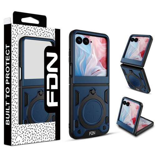 FDN Anti-Drop Hybrid Protector Case (with Ring Stand) for Motorola razr (2024) - Blue / Black