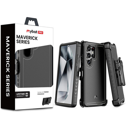 MyBat Pro Maverick Series Case w/ Holster for Samsung Galaxy S25 Ultra - Black