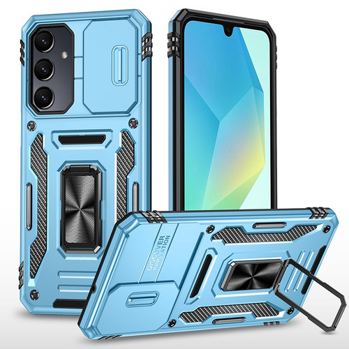 Samsung Galaxy A16 5G Armor PC Hybrid TPU Camera Shield Phone Case - Light Blue