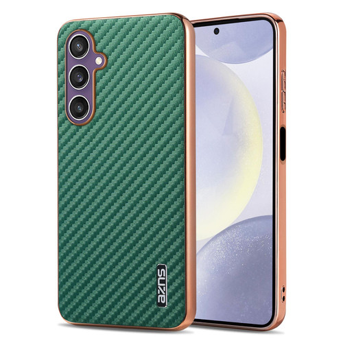 Samsung Galaxy A16 5G AZNS Electroplated Edge Carbon Fiber Texture Phone Case - Green