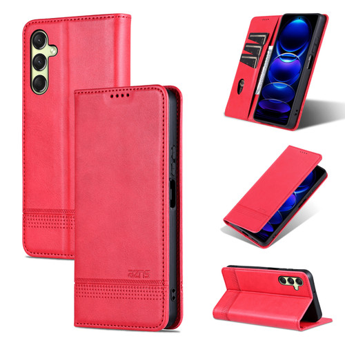 Samsung Galaxy A16 5G AZNS Magnetic Calf Texture Flip Leather Phone Case - Red