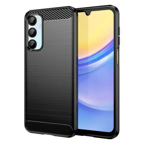 Samsung Galaxy A16 5G Carbon Fiber Brushed Texture TPU Phone Case - Black