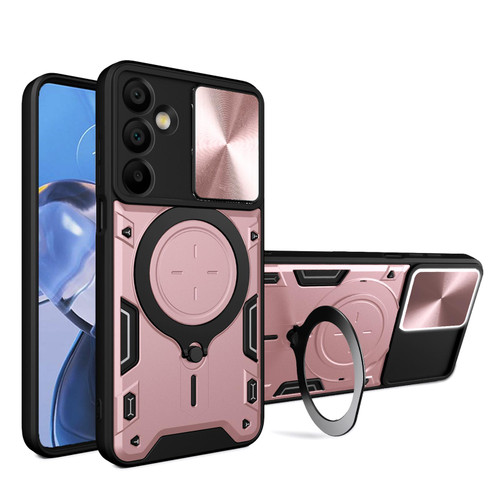 Samsung Galaxy A16 5G CD Texture Sliding Camshield Magnetic Holder Phone Case - Pink