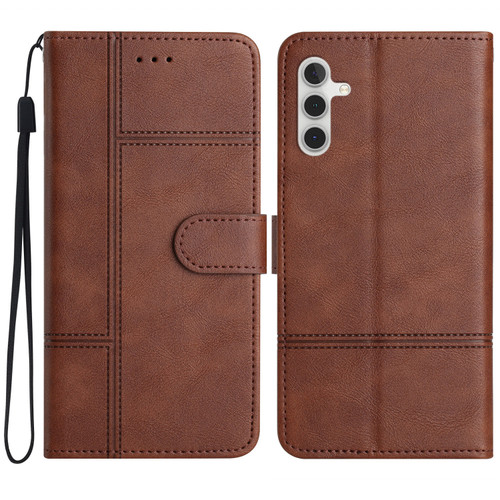 Samsung Galaxy A16 5G Cowhide Texture Stitching Leather Phone Case - Coffee