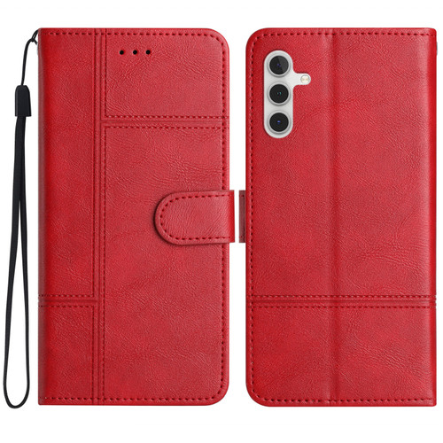Samsung Galaxy A16 5G Cowhide Texture Stitching Leather Phone Case - Red