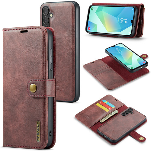Samsung Galaxy A16 5G DG.MING Crazy Horse Texture Detachable Magnetic Leather Case - Red