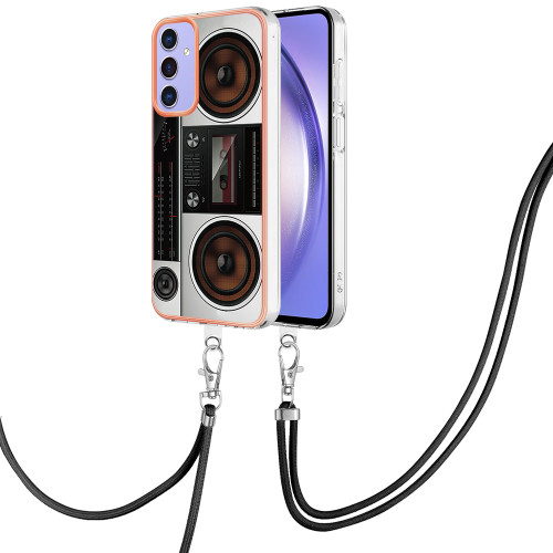 Samsung Galaxy A16 5G Electroplating Dual-side IMD Phone Case with Lanyard - Retro Radio