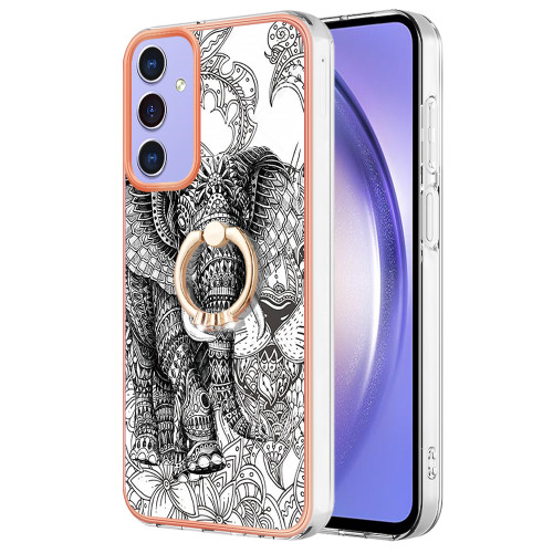 Samsung Galaxy A16 5G Electroplating Dual-side IMD Phone Case with Ring Holder - Totem Elephant