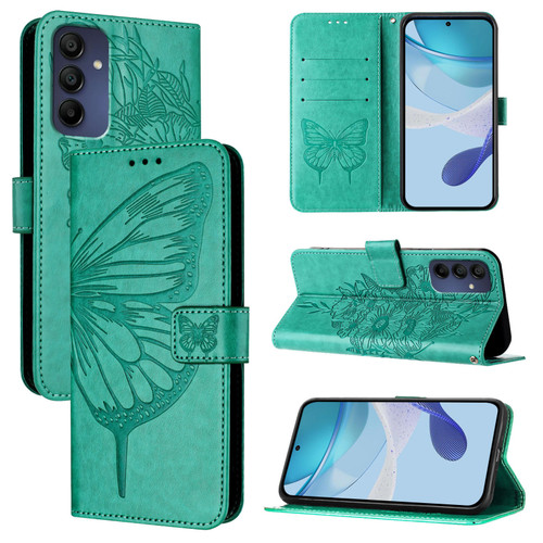 Samsung Galaxy A16 5G Embossed Butterfly Leather Phone Case - Green