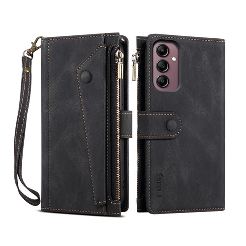 Samsung Galaxy A16 5G ESEBLE Retro Frosted RFID Flip Leather Phone Case - Black