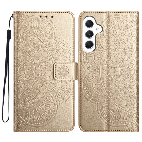 Samsung Galaxy A16 5G Flower Embossed Leather Phone Case - Gold
