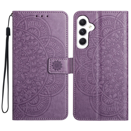 Samsung Galaxy A16 5G Flower Embossed Leather Phone Case - Purple