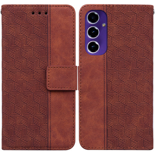 Samsung Galaxy A16 5G Geometric Embossed Leather Phone Case - Brown