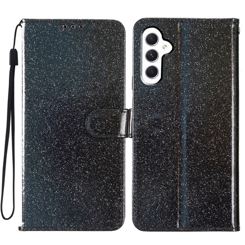 Samsung Galaxy A16 5G Glitter Powder Flip Leather Phone Case - Black