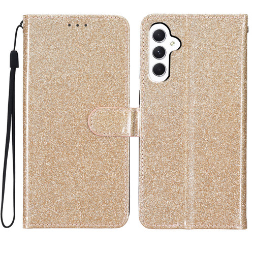 Samsung Galaxy A16 5G Glitter Powder Flip Leather Phone Case - Gold