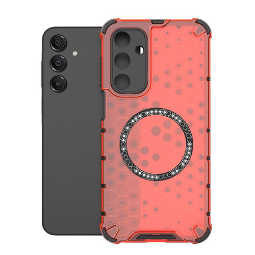 Samsung Galaxy A16 5G Honeycomb Magnetic Ring Shockproof Phone Case - Red