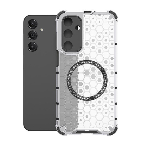 Samsung Galaxy A16 5G Honeycomb Magnetic Ring Shockproof Phone Case - White