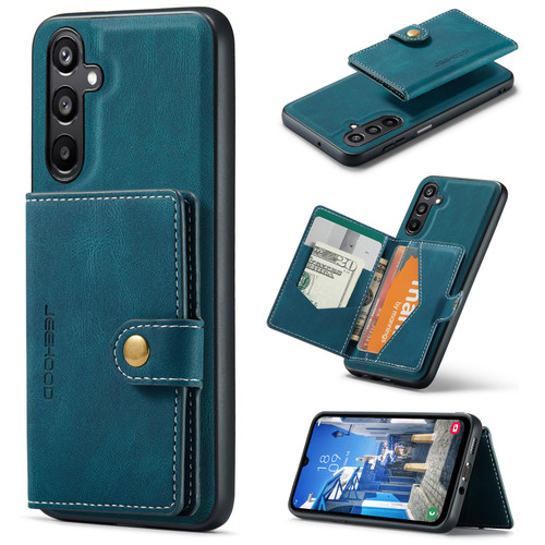 Samsung Galaxy A16 5G JEEHOOD J01 Retro Magnetic Detachable Wallet Phone Case - Blue