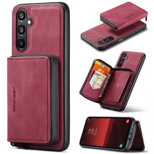 Samsung Galaxy A16 5G JEEHOOD J02 Magnetic Zipper Horizontal Flip Leather Phone Case - Red