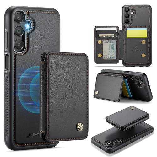Samsung Galaxy A16 5G JEEHOOD J05 Business Magnetic Style RFID Leather Phone Case - Black