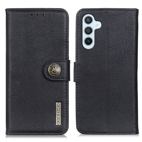 Samsung Galaxy A16 5G KHAZNEH Cowhide Texture Horizontal Flip Leather Phone Case - Black