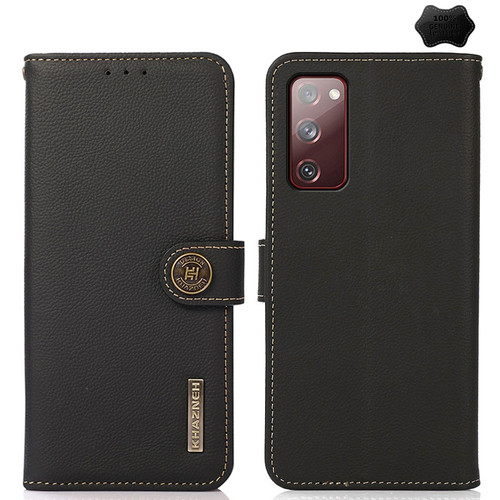 Samsung Galaxy A16 5G KHAZNEH Custer Genuine Leather RFID Phone Case - Black