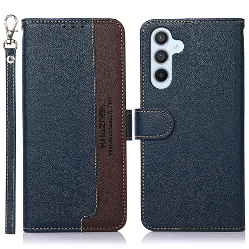 Samsung Galaxy A16 5G KHAZNEH Litchi Texture Leather RFID Phone Case - Blue