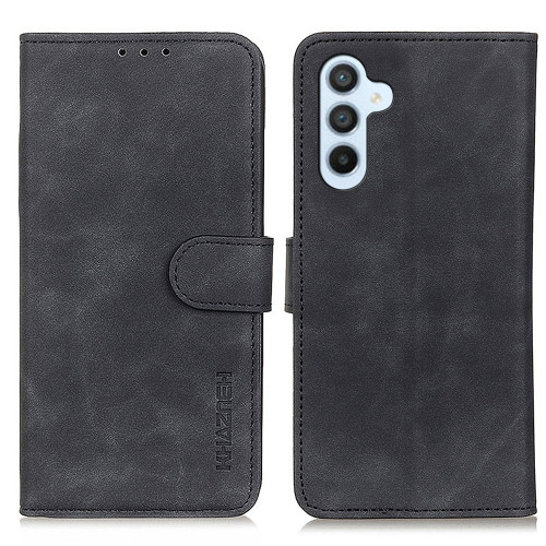 Samsung Galaxy A16 5G KHAZNEH Retro Texture Horizontal Flip Leather Phone Case - Black
