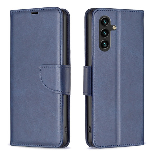 Samsung Galaxy A16 5G Lambskin Texture Pure Color Flip Leather Phone Case - Blue