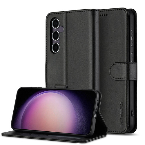 Samsung Galaxy A16 5G LC.IMEEKE Calf Texture Leather Phone Case - Black