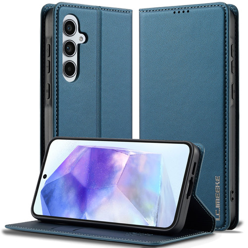 Samsung Galaxy A16 5G LC.IMEEKE L1 Series Frosted Fine Texture PU Phone Case - Blue