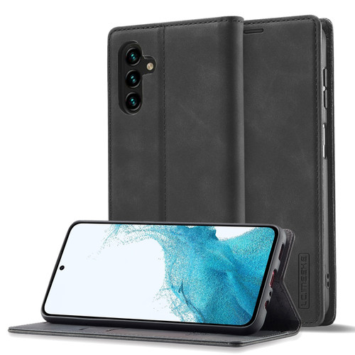 Samsung Galaxy A16 5G LC.IMEEKE Strong Magnetism Microfiber Leather Phone Case - Black