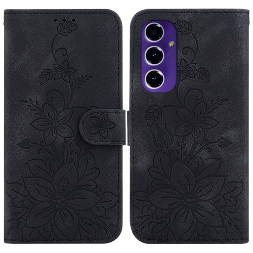 Samsung Galaxy A16 5G Lily Embossed Leather Phone Case - Black