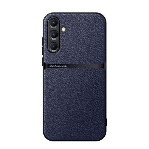 Samsung Galaxy A16 5G Litchi Leather Magnetic Full Coverage Shockproof Phone Case - Navy Blue