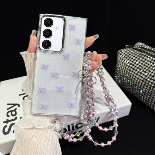 Samsung Galaxy A16 5G Little Fresh Bow Neck Chain TPU Phone Case - Purple
