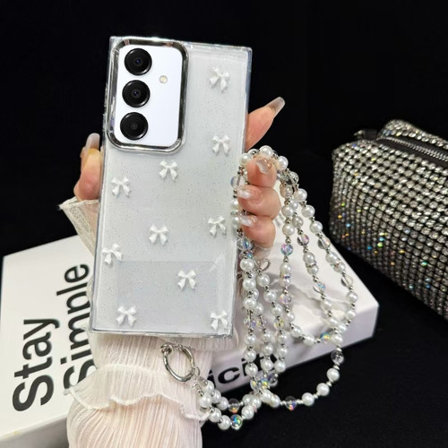 Samsung Galaxy A16 5G Little Fresh Bow Neck Chain TPU Phone Case - White