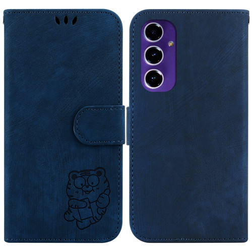 Samsung Galaxy A16 5G Little Tiger Embossed Leather Phone Case - Dark Blue
