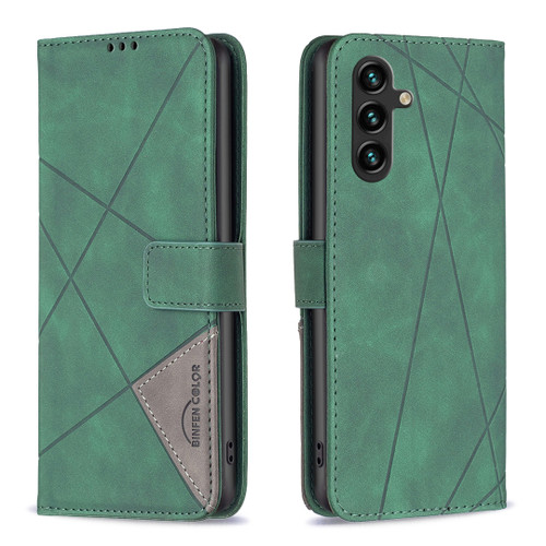 Samsung Galaxy A16 5G Magnetic Buckle Rhombus Texture Leather Phone Case - Green