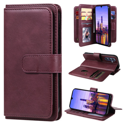 Samsung Galaxy A16 5G Multi-Function Wallet 10 Card Slots Leather Phone Case - Claret