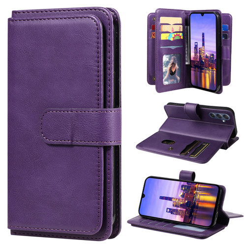 Samsung Galaxy A16 5G Multi-Function Wallet 10 Card Slots Leather Phone Case - Violet