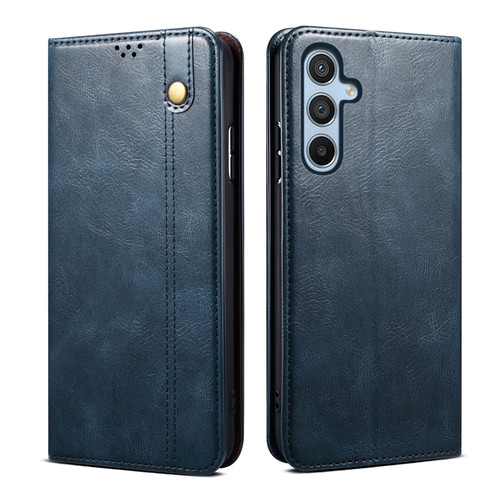 Samsung Galaxy A16 5G Oil Wax Crazy Horse Texture Leather Phone Case - Blue