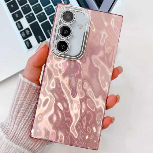 Samsung Galaxy A16 5G Plating Glitter Texture TPU Phone Case with Lens Film - Pink Wrinkles