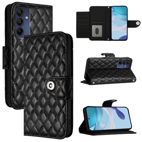 Samsung Galaxy A16 5G Rhombic Texture Flip Leather Phone Case with Lanyard - Black