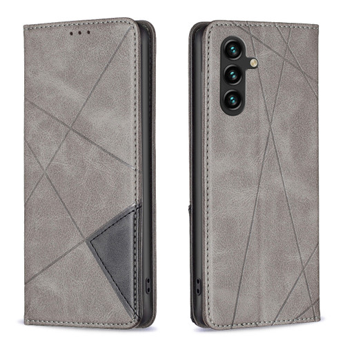 Samsung Galaxy A16 5G Rhombus Texture Magnetic Leather Phone Case - Grey